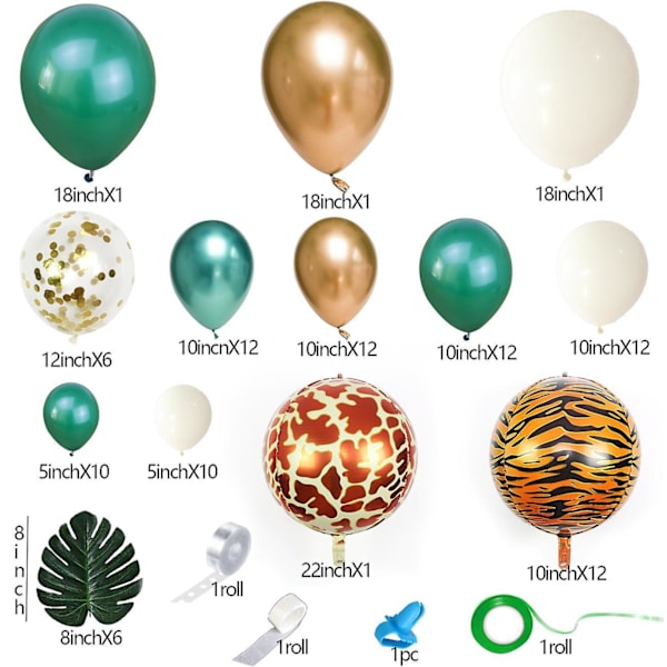Green Jungle Theme Birthday Party Decoration Balloon Arch Dark Green Forest Animal Balloon Set