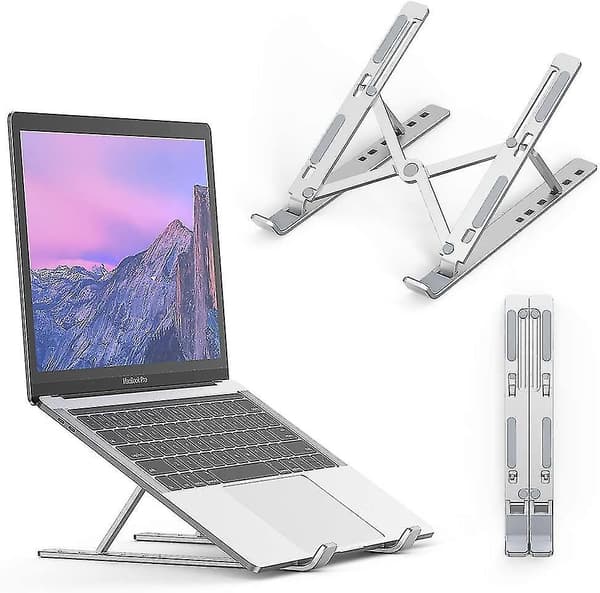 Piao Ventilated Laptop Stand, Foldable Stand With 15-40, 6 Level Adjustable Angle, Adjustable Stand For 10-15.6 Inch Pc/tablet (silver)