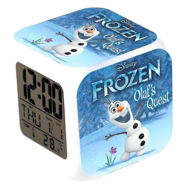 Olaf Thermometer Glowing Cube Alarm Clock Children's Cartoon Led Digital Night Glowing Cube Led