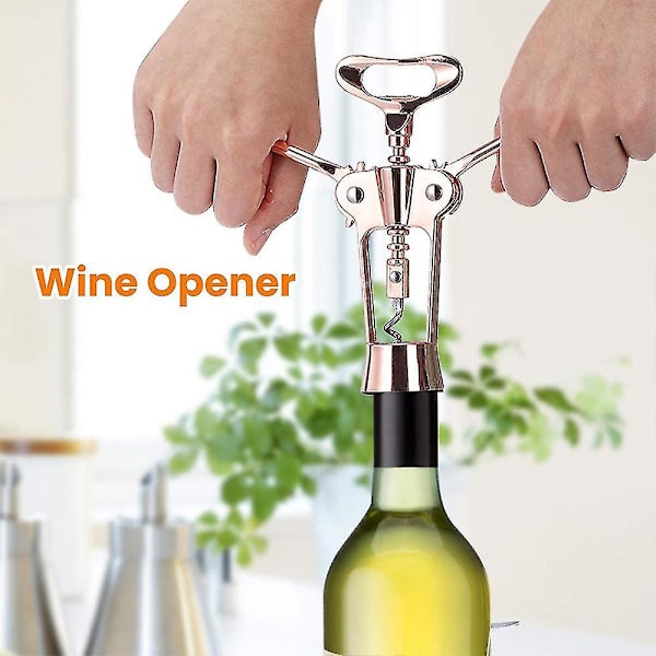 Wing Corkscrew Wine Bottle Opener All-in-one Stainless Steel Winged Corkscrew Used In Kitchen Chateau Restaurant Bars Rose Gold
