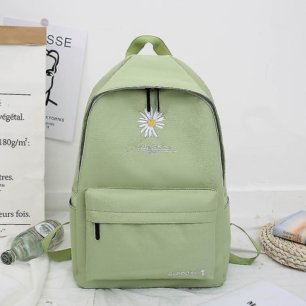 The New Small Daisy Canvas Bag Young Middle School Student Backpack Green