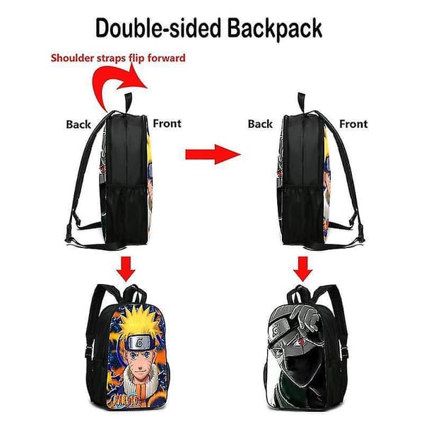Naruto Kaksipuolinen Koulureppu Musta D