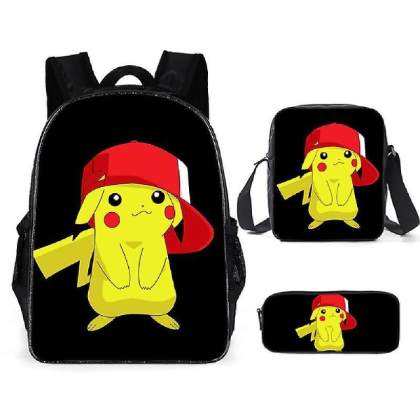 3pcs Pokmon Schoolbag Pikaqiu Backpack Polyester Comfortable Lightening Children's Bag 7