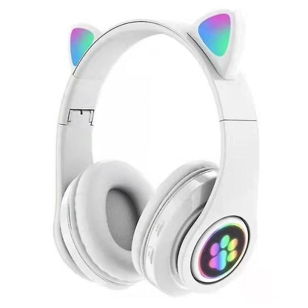 Wireless Bluetooth Headset, Cute Cat Ear Shape, Cat Ear Indepen WHITE
