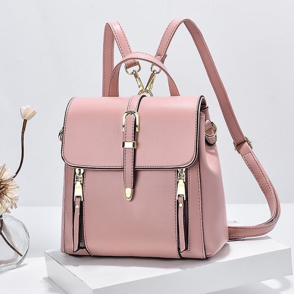 Ladies Backpack 2021 New Fashion Student Travel Bag Korean Version Of Simple And Atmospheric School Bag Korean Version Of Trendy Female Bag pink