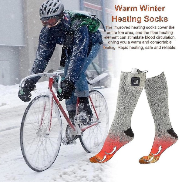 Heated Socks Rechargeable Electric Battery Unisex Thermal Foot Warmer gray