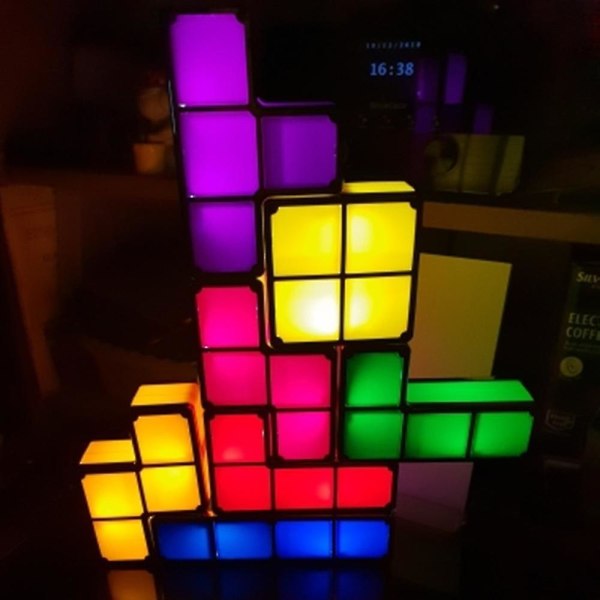 Upgrade Diy Tetris Night Light Colorful Stackable Tangram Puzzles 7 Pi