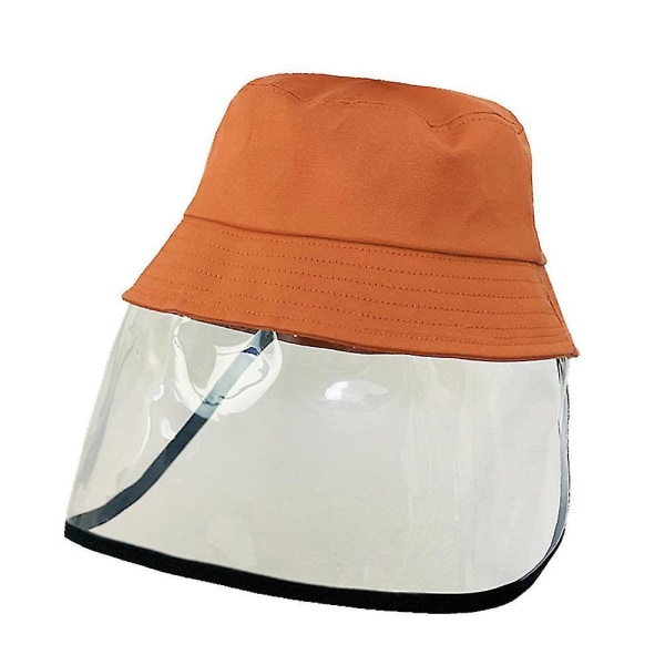 Children Face Shields Dustproof Fisherman Sun Hat Face Protective Cover Bucket Cap Orange