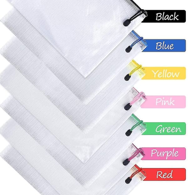 21pcs Document Bag A5 Zipper Wallet Bags Plastic Mesh Document Folders