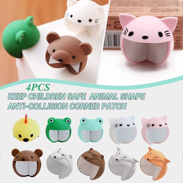 4 Pcs Cartoon Animal Shape Silicone Table Corner Protector Anti-Collision Corner, Coffee Polar Bear