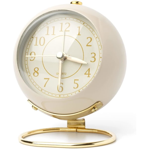 Desk Clock Battery Powered Bedroom Silent Alarm Clock Retro Aesthetic Clock White