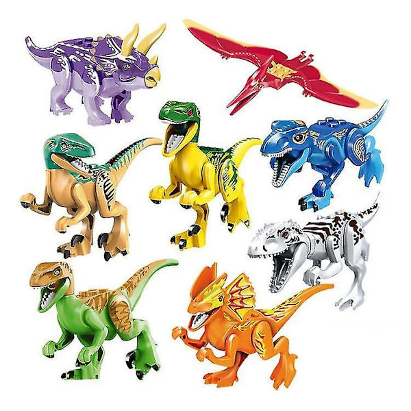 Vorallme 8pcs Dinosaur Age Jurassic Tyrannosaurus Rex Building Block Toy Set-style 3