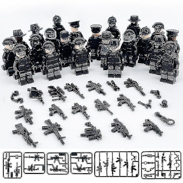 Military Building Blocks Series Black Swat And Off-road Vehicle Set Small Particles Children's Toys