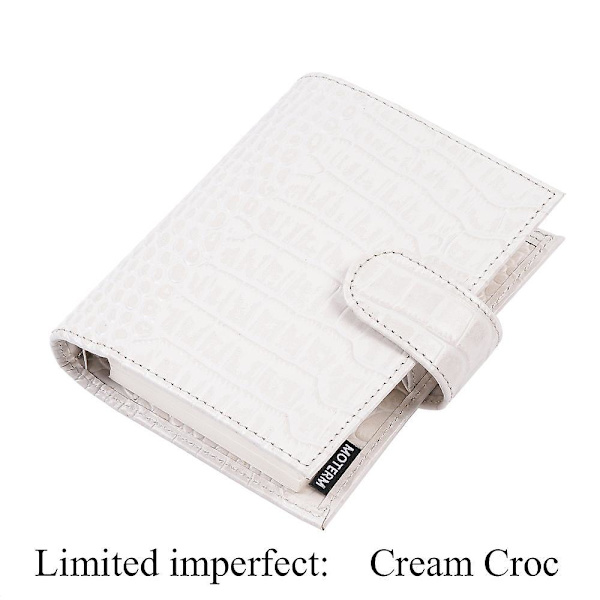 Limited Imperfect Moterm Regular Pocket Rings Planner Genuine Cowhide Leather A7 Notebook Agenda Organizer Journey Sketchbook Cream Croc