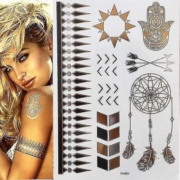 Flash Metallic Waterproof Tattoo Gold ,silver - Women Fashion Design Temporary