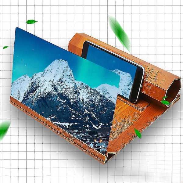 12inch Desktop 3d Screen Magnifier Video Amplifier Stand Holder For Mobile Phone Walnut Color