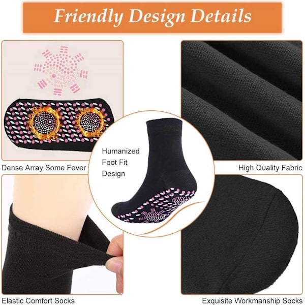 1 Pair Tourmaline Magnetic Socks Self Heating Therapy Foot Warmer Socks Health Care Black