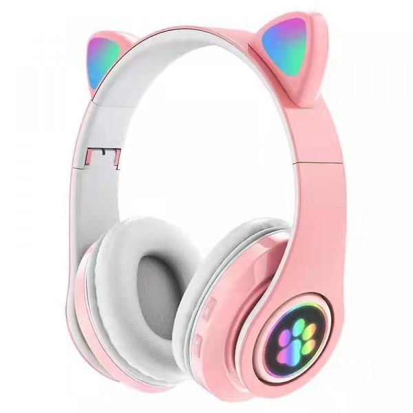 Luminous Cat Ears Cute Cat Paw Cool Head-mounted Cat Ears Bluetooth Headset Pink