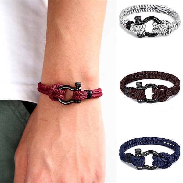 Stainless Man Band Rope Woven Bracelet Fashionable Charm Male Wrist Band Jewelry Gift Blue