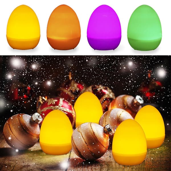 Sett med 12 glødende egg, dekorative påskeegg med nattlys