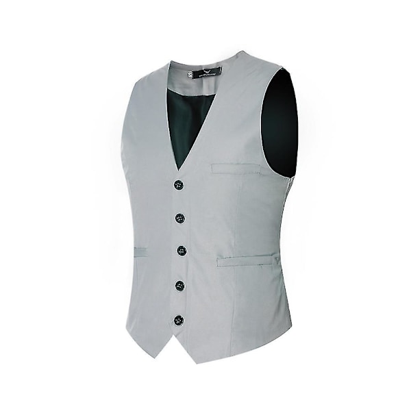 Miesten V-aukkoinen Pukuliivi Puuvillaa Slim Fit Neljän vuodenajan liivi Grey S