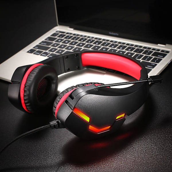 Peliheadset, PS5-headset stereosurrround-äänellä, PS4-peliheadset, korvan peittävät kuulokkeet melunvaimennuksella Xboxille, PC:lle, Switchille, Macille, kannettavalle tietokoneelle, Blu Red