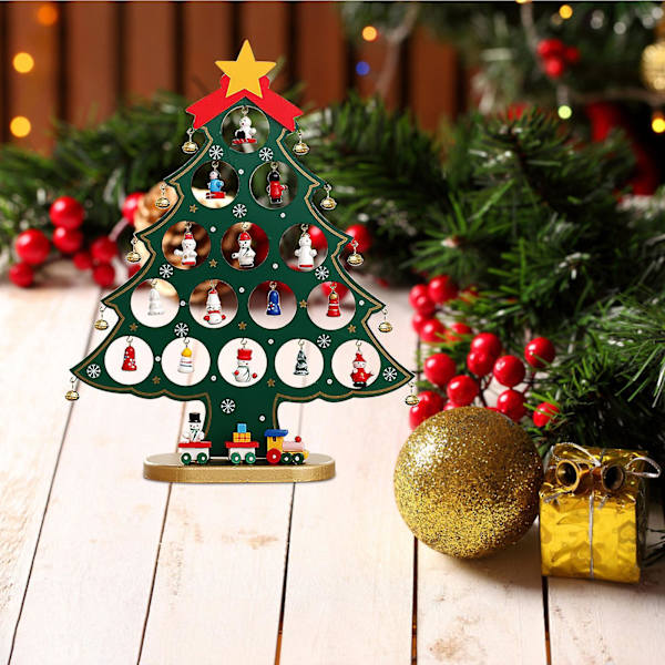 Christmas Monolithic Wooden Christmas Tree Desktop Diy Christmas Tree Decoration Scene Window Display B