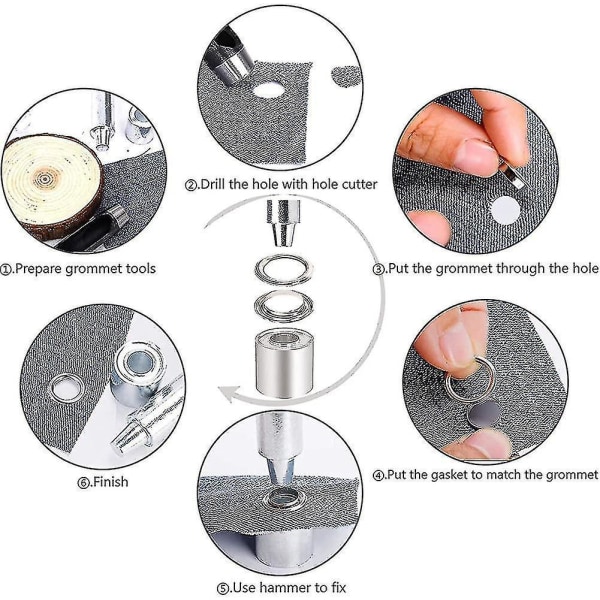 Eyelet Tool Kit 10mm Metal Sets Grommets 100 Set Grommets Kit Eyelets Kit