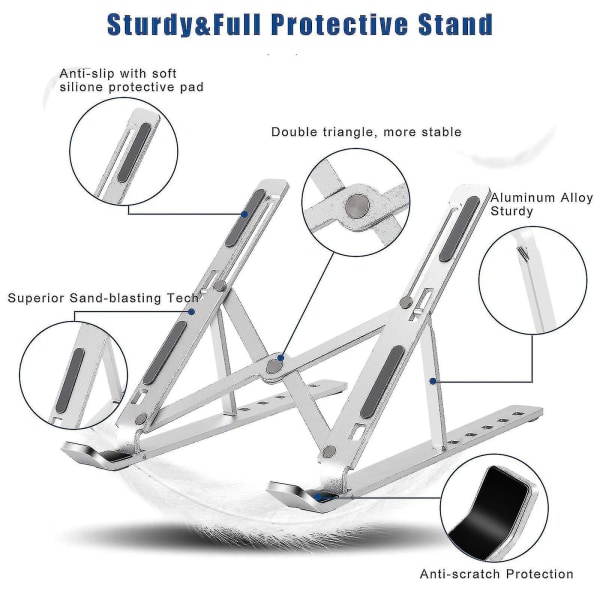 Laptop Stand,height Adjustable Heat Dissipation Desktop Stand,foldable Anti-slip Computer Holder