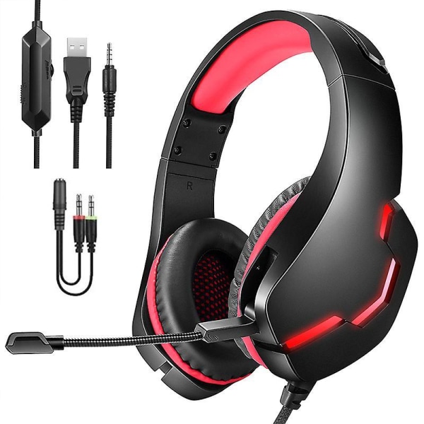 Gaming Headset, Ps5 Headset With Stereo Surround Sound,ps4 Gaming Headset, Over Ear Headphones With Noise Canceling For Xbox,pc,switch,mac,laptop, Blu Red