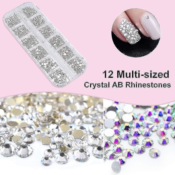 2000pcs Multi-sized Crystal Ab Rhinestones With Pick Up Tweezer And Rhinestones Picking Pen