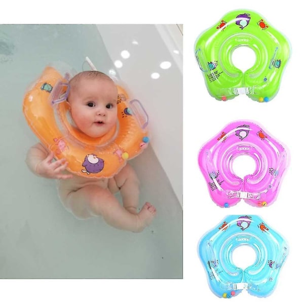 Baby Inflatable Swimming Ring Neck Swim Ring For Newborn Baby Orange