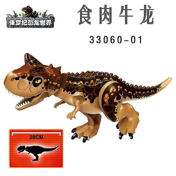 28cm Moc Big Jurassic Dinosaur World Spinosaurus Ankylosaurus Carnotaurus Dino Building Block Model Diy Bricks Educational Toys L01