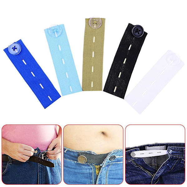 1 Pcs Pant Waist Expander Waistband Skirt Trousers Jeans Elastic Button Extender White
