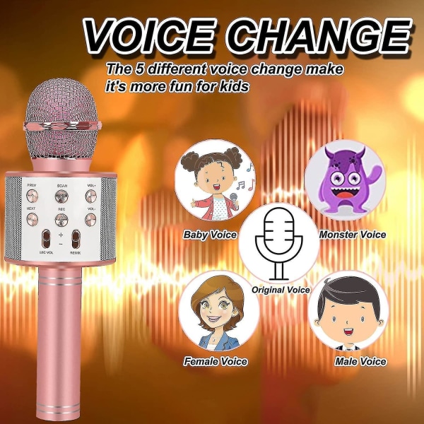 Karaoke Microphone For Kids, Kids Toys For 3-14 Year Old Girls Gifts, Wireless Bluetooth Karaoke Microphone Birthday Gifts For 8 9 10 11 Years Old Boy Rose Gold