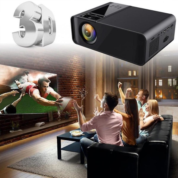 Wifi Projector,1080p 3d Bluetooth Mini Android 6.0 Lcd Projector Home Movie Theater Black UK Plug