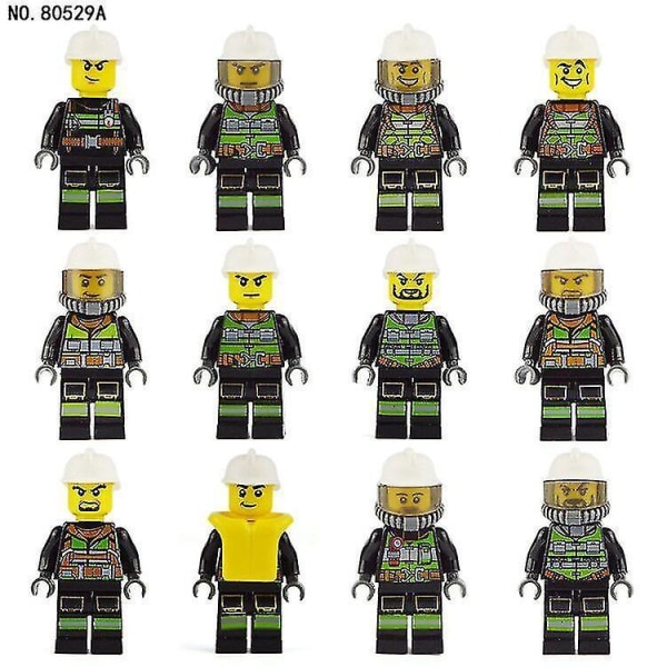 12pcs Firefighter Building Block Dolls 12 Types Of Oxygen Mask Accessories Children's Small Particles To Plug In Building Blocks Toys