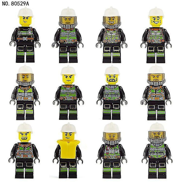 12pcs Firefighter Building Block Dolls 12 Types Of Oxygen Mask Accessories Children's Small Particles To Plug In Building Blocks Toys