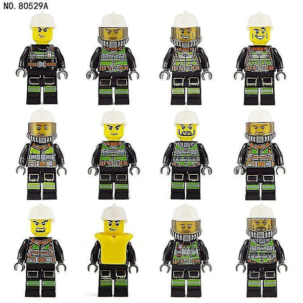 12pcs Firefighter Building Block Dolls 12 Types Of Oxygen Mask Accessories Children's Small Particles To Plug In Building Blocks Toys