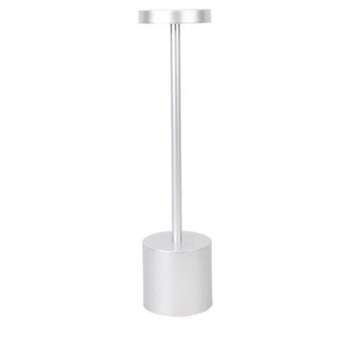 Led Rechargeable Desk Table Lamp Touch Dimmable Bedroom Night Light Cordless silvery