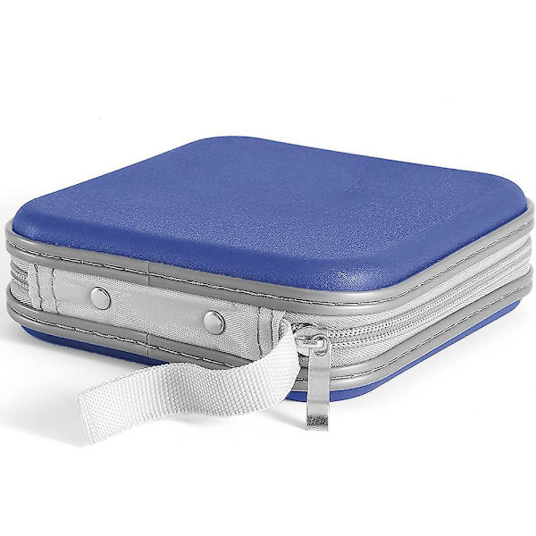 40 Capacity Cd Case, Hard Plastic Dvd Case Portable Zipper Cd Case Blue