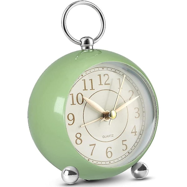 Silent Bedside Clocks Battery Operated Non Ticking Desk Clock Analogue Alarm Clock Bedroom Retro Alarm Clock-bebetter green