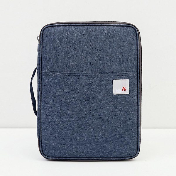 Waterproof Oxfored A4 File Folder Document Bag Business Briefcase Storage Bag For Notebooks Pens Pad Computers Student Gift Dark Blue