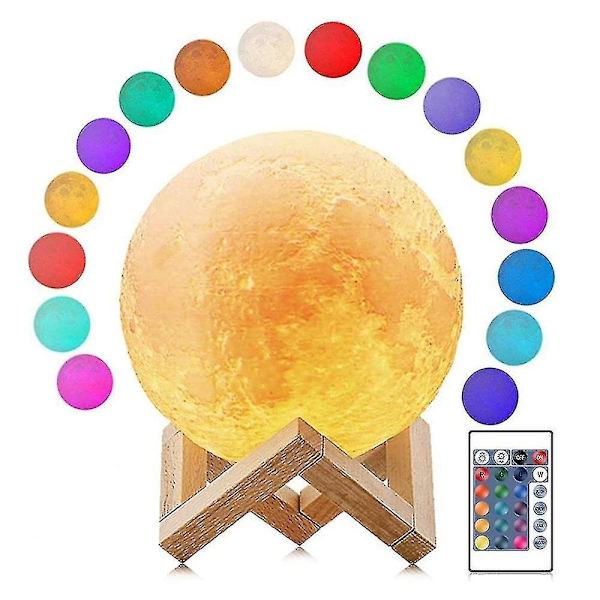 Led Moon Lamp 3d 16 Color Dimmable With Remote Control And Bracket