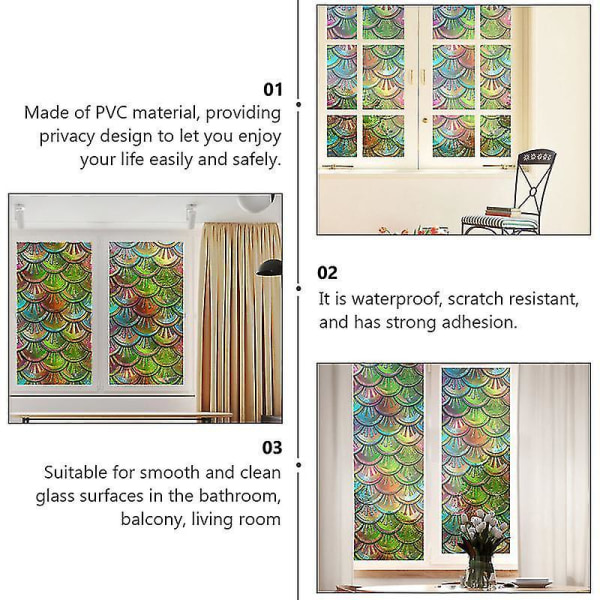 Window Film Privacy, Window Privacy Film Static Window Clings Vinyl, 3d Window Decals For Home, Office, Decorative 1pc