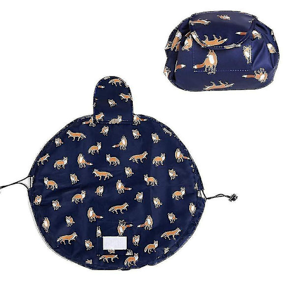 Large Capacity Lazy Makeup Toiletry Bag Drawstring Portable Travel Casual Waterproof Quick Pack Magic Makeup Storage Bag For Women Girls Fox