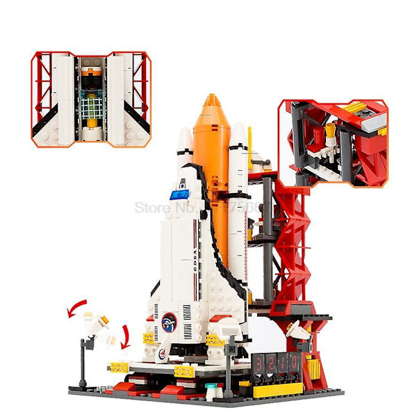 City Space Shuttle Rocket Launch Center Atellite Astronaut Airplane Model Building Blocks Bricks Kids Toys For Children Giftsno Box2