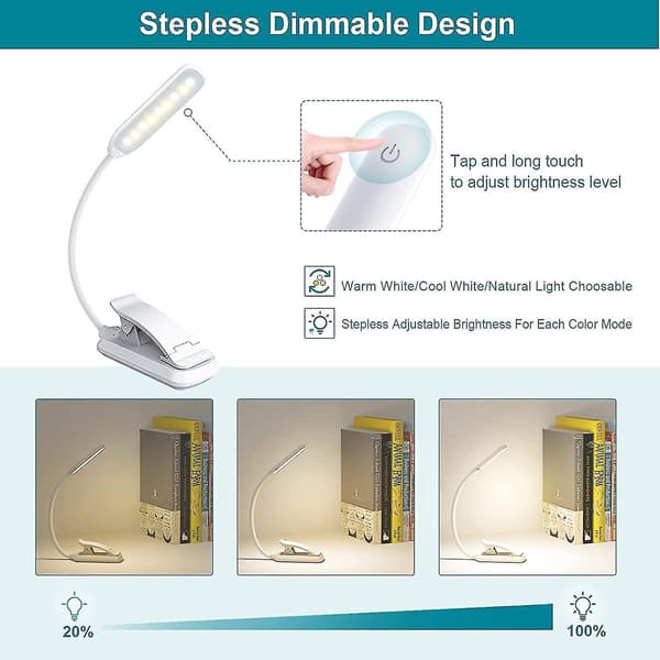 9 Led Reading Light, Rechargeable Reading Light Lamp In 3 Brightness Modes (cool White/warm Yellow)