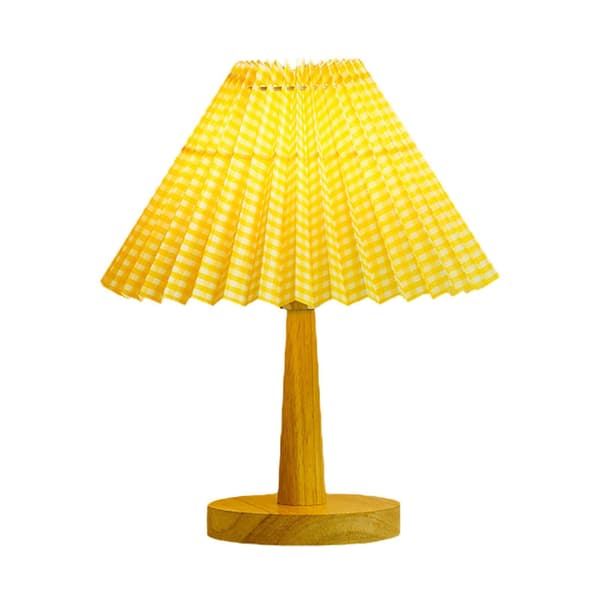 Retro Pleated Remote Control Night Light Umbrella Bedside Lamp Touch Dimming Desk Lamp Yellow