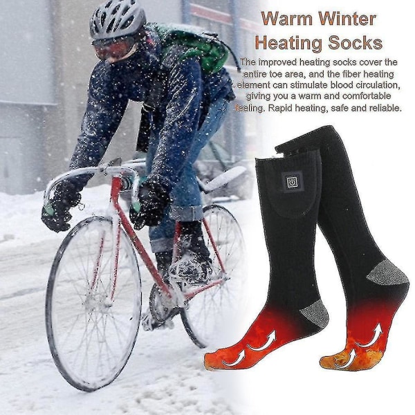 Heated Socks Rechargeable Electric Battery Unisex Thermal Foot Warmer black